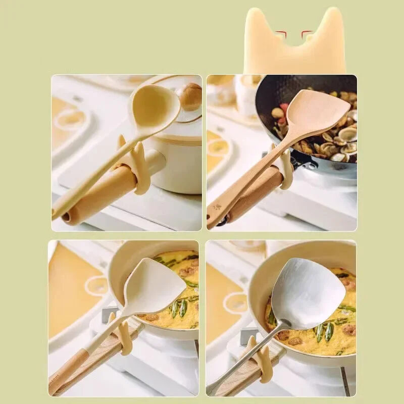 Multifunctional Spatula Holder Silicone Anti-overflow Spoon Holder Cooking Pot Anti-scalding Clip Kitchen Gadgets