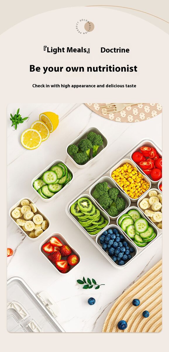 8 Grids Divided Serving Tray Fruits Snack Box Organizer Food Storage Container Seasoning Separator Box Refrigerator Organizer