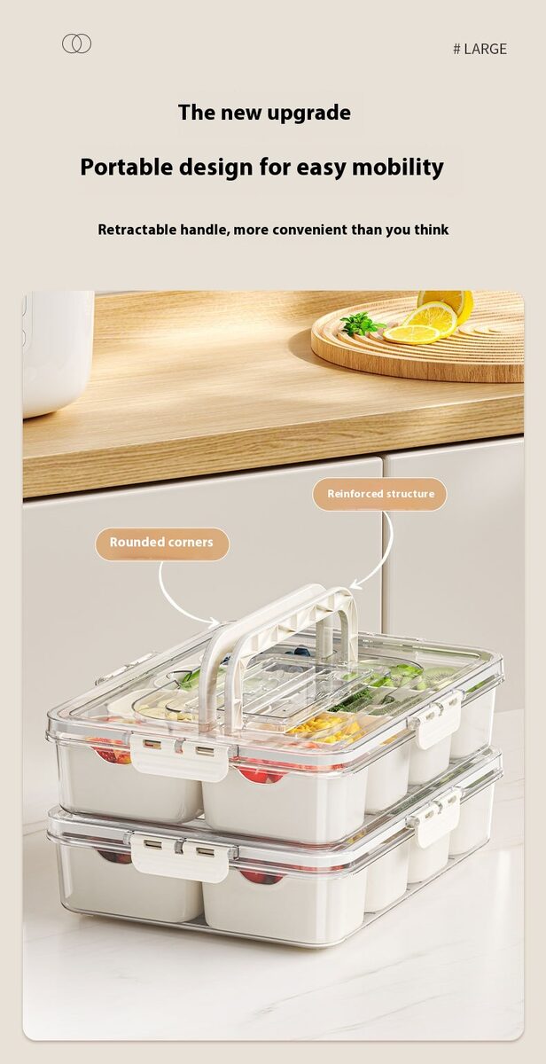 8 Grids Divided Serving Tray Fruits Snack Box Organizer Food Storage Container Seasoning Separator Box Refrigerator Organizer