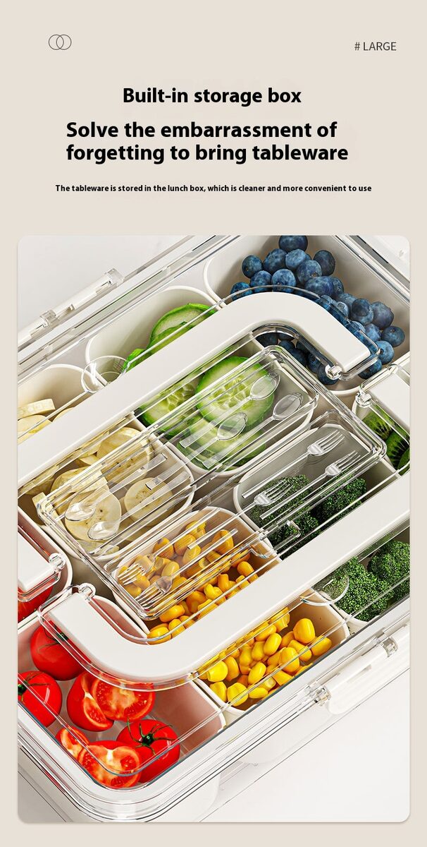 8 Grids Divided Serving Tray Fruits Snack Box Organizer Food Storage Container Seasoning Separator Box Refrigerator Organizer