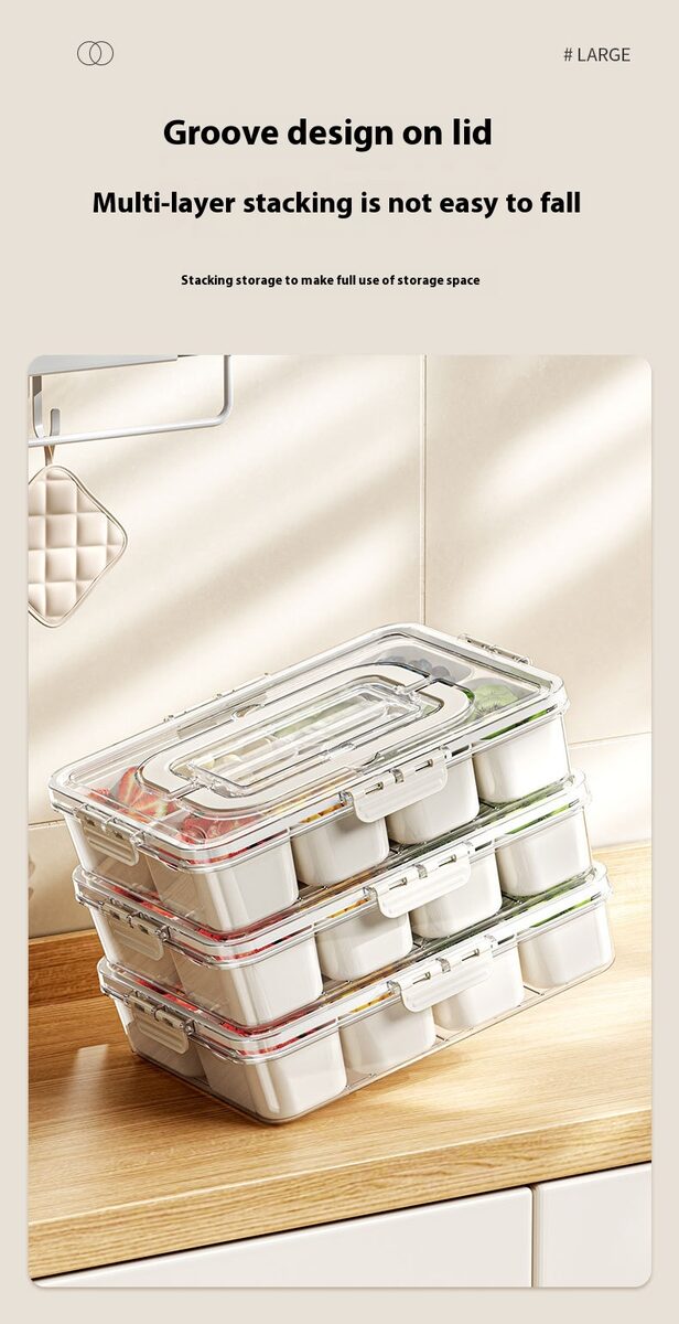 8 Grids Divided Serving Tray Fruits Snack Box Organizer Food Storage Container Seasoning Separator Box Refrigerator Organizer