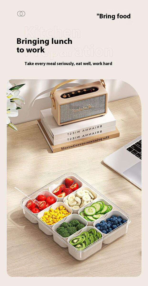 8 Grids Divided Serving Tray Fruits Snack Box Organizer Food Storage Container Seasoning Separator Box Refrigerator Organizer