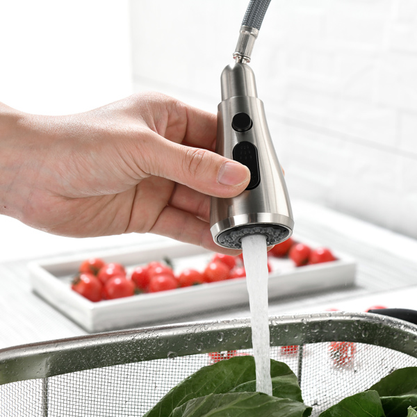 Single Handle High Arc Pull Out Kitchen Faucet; Single Level Stainless Steel Kitchen Sink Faucets with Pull Down Sprayer