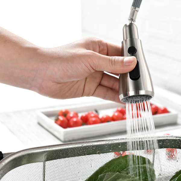 Single Handle High Arc Pull Out Kitchen Faucet; Single Level Stainless Steel Kitchen Sink Faucets with Pull Down Sprayer