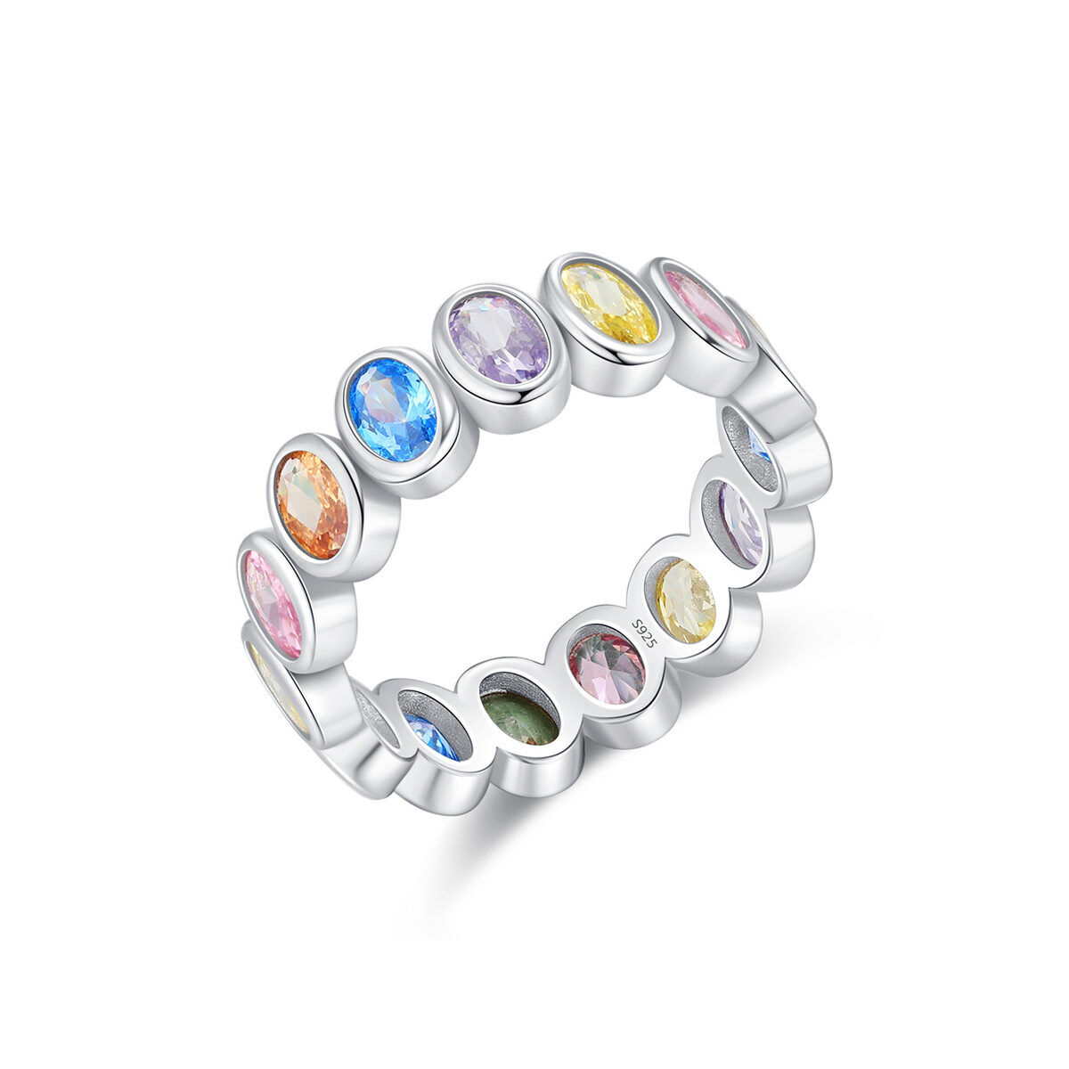 S925 Sterling Silver New Style Original Color Oval Zircon Stackable Ring
