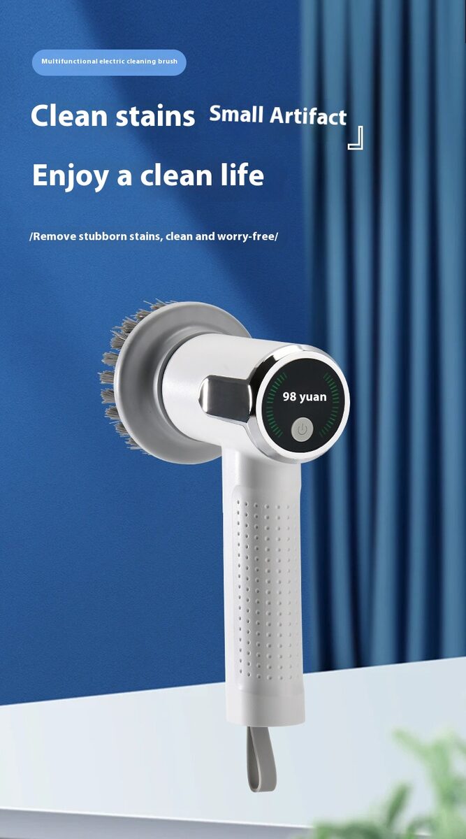 Multifunctional Smart Display Electric Cleaning Brush Wireless Kitchen Sink Cleaning Brush Waterproof Electric Pot Brush Cleaning Tool