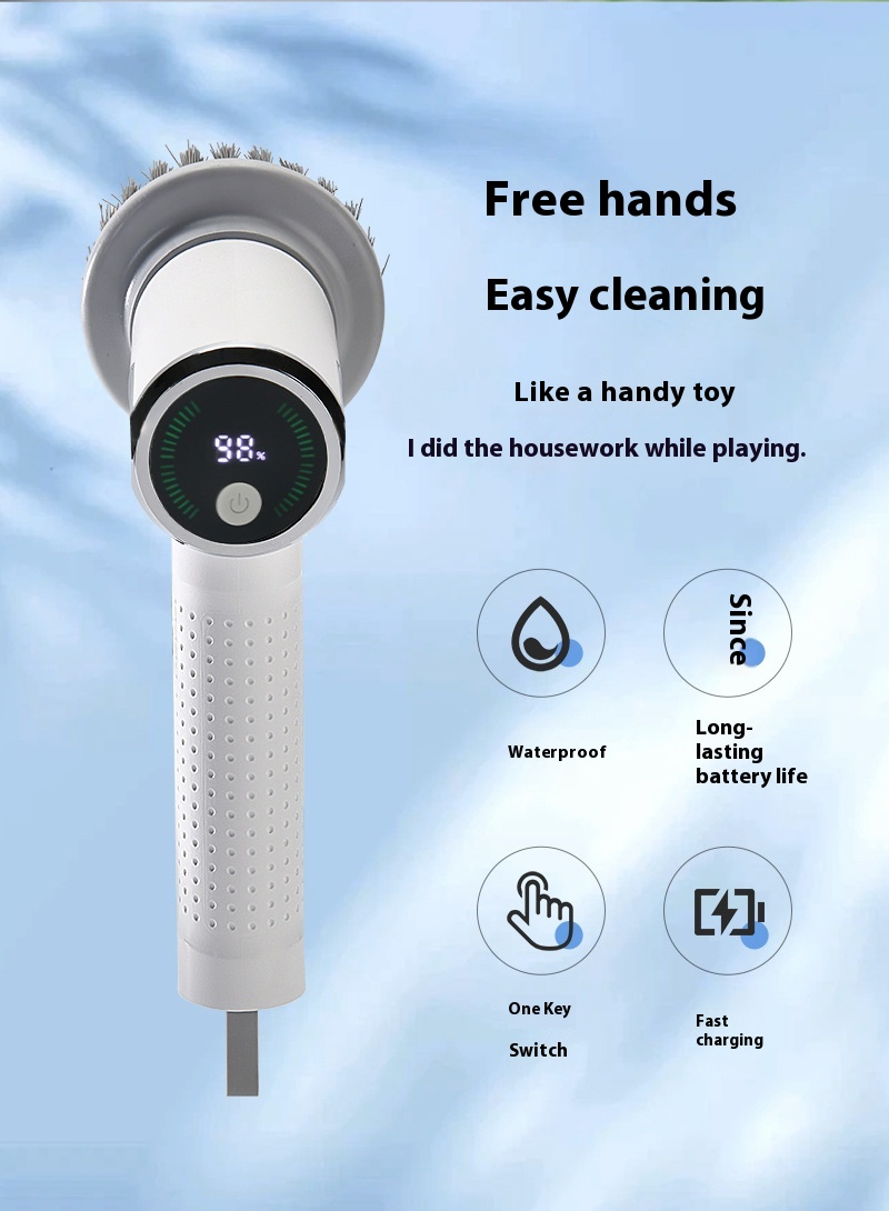 Multifunctional Smart Display Electric Cleaning Brush Wireless Kitchen Sink Cleaning Brush Waterproof Electric Pot Brush Cleaning Tool