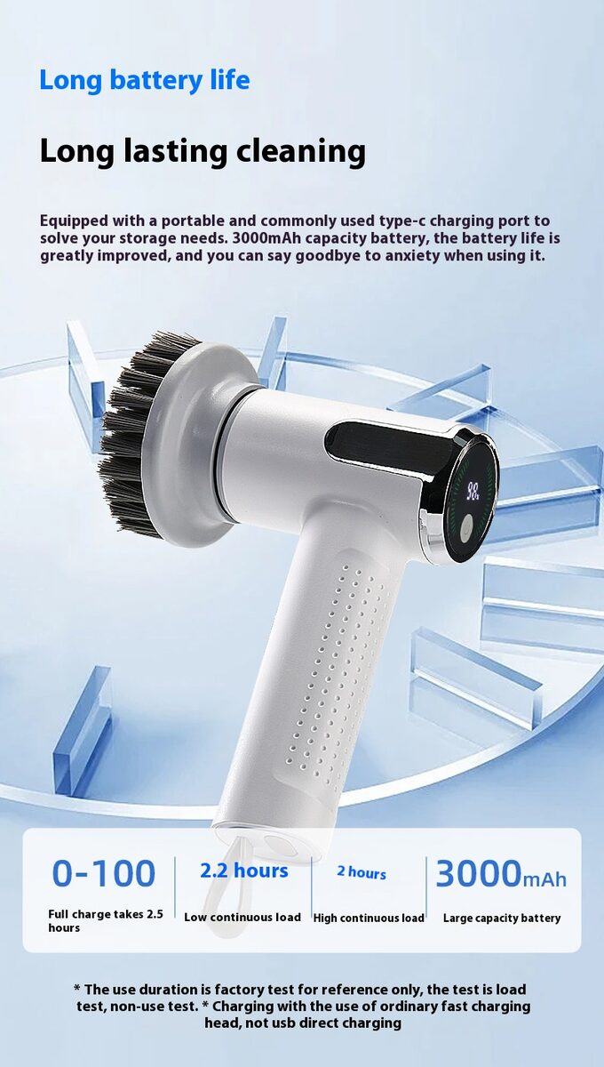 Multifunctional Smart Display Electric Cleaning Brush Wireless Kitchen Sink Cleaning Brush Waterproof Electric Pot Brush Cleaning Tool