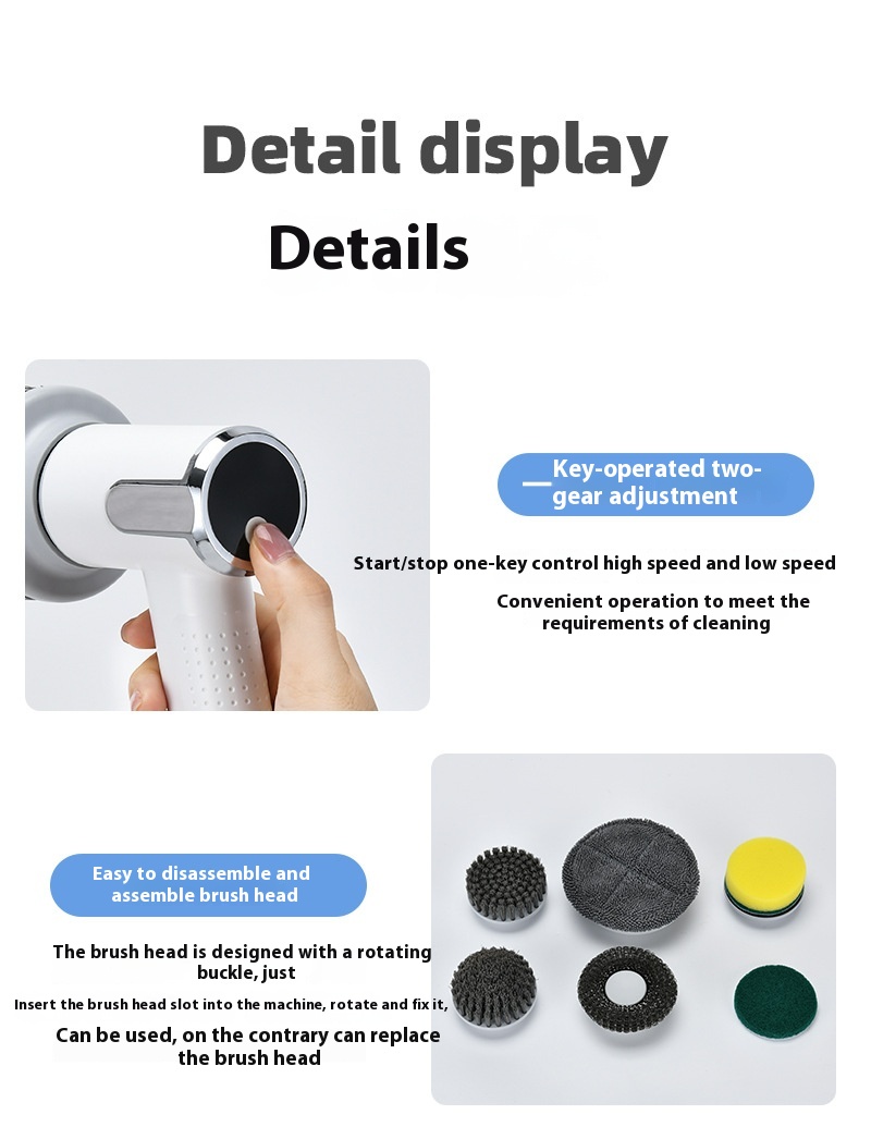 Multifunctional Smart Display Electric Cleaning Brush Wireless Kitchen Sink Cleaning Brush Waterproof Electric Pot Brush Cleaning Tool