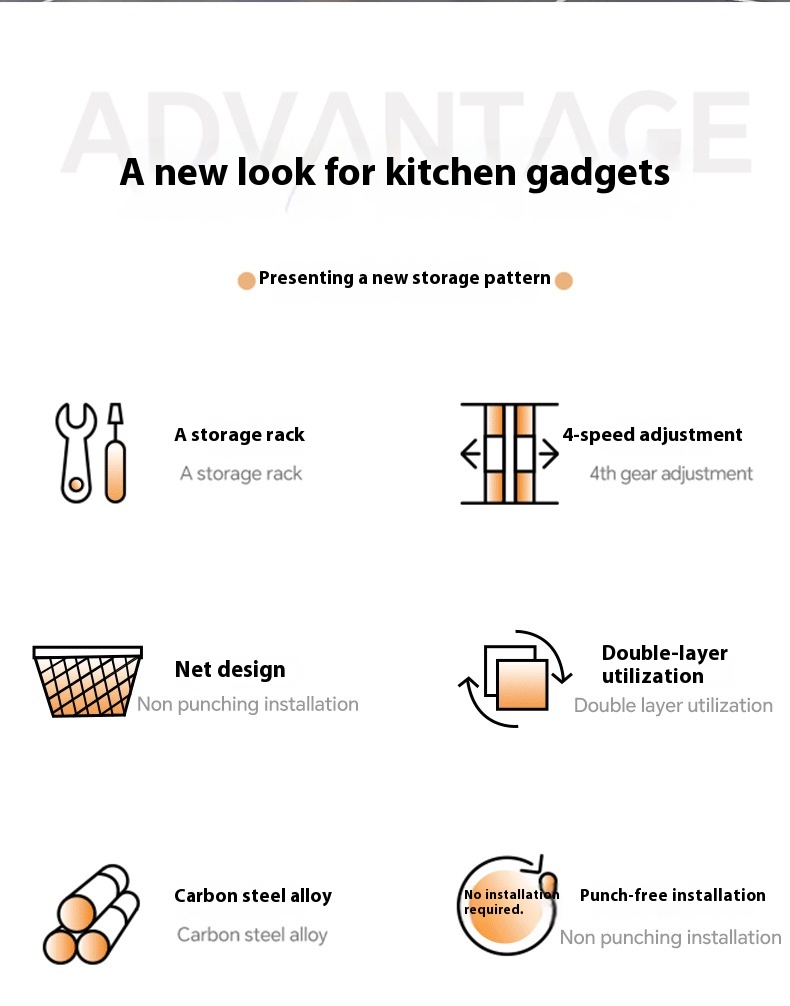 Pull-out Double-layer Lath Drawer Kitchen Cabinet Spice Jar Pull-out Basket Retractable Storage Rack