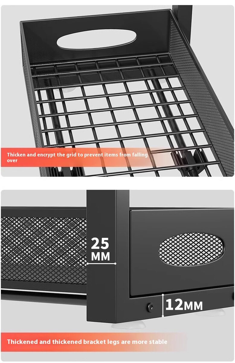 Pull-out Double-layer Lath Drawer Kitchen Cabinet Spice Jar Pull-out Basket Retractable Storage Rack